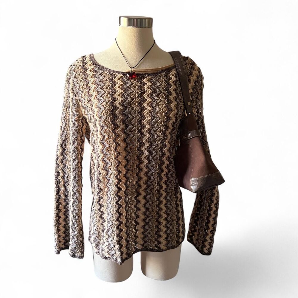 Dana-buchman Women's Brown and Tan Blouse